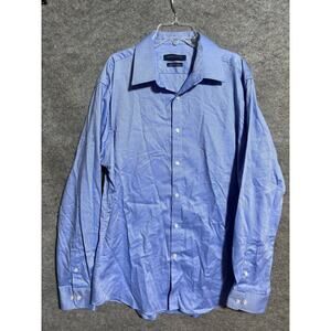 Tommy Hilfiger Mens Dress Shirt Flex Collar Large Blue